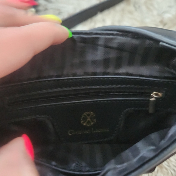 Christian Lacroix Lucie Crossbody Camera Bag Black Faux Leather Gold Lock Detail - Picture 3 of 16